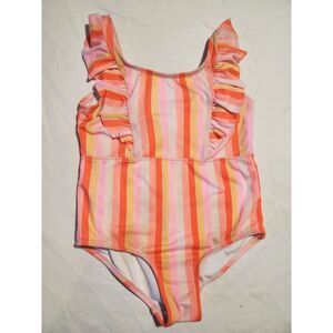 🌍5/$10🌎 Cat & Jack Girls Size 8 Plus One Piece Swimsuit Stripes and Ruffles